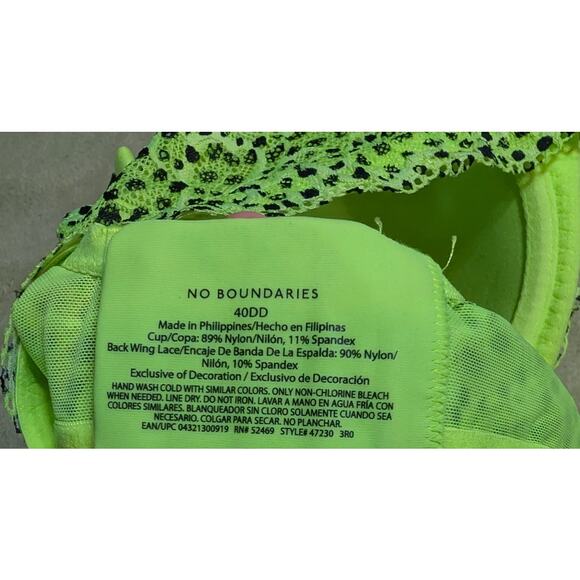 Secret Treasures TShirt Bra PLus Size 40 DD 40DD Underwire Neon Green Leopard - Picture 3 of 3